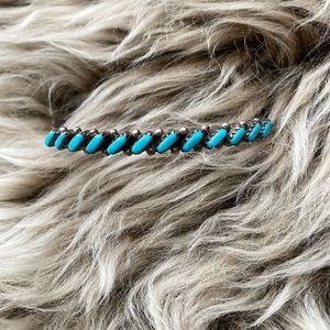 Vintage Native American Sterling Silver and Turquoise Cuff